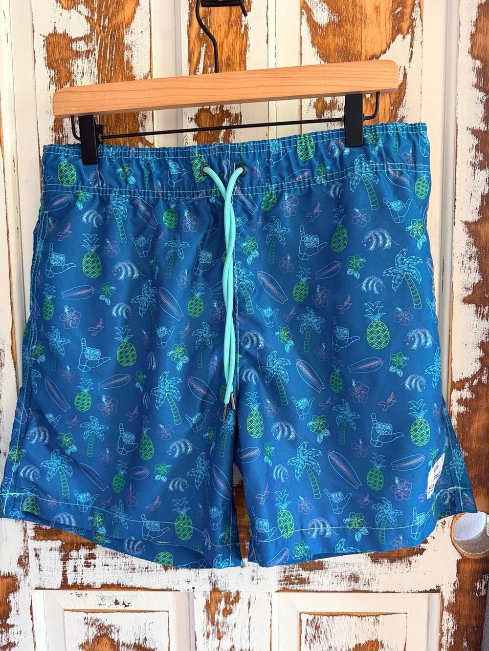 Beach Bros. Tropical Surf Print Men's Swim Trunks Resortwear Summer